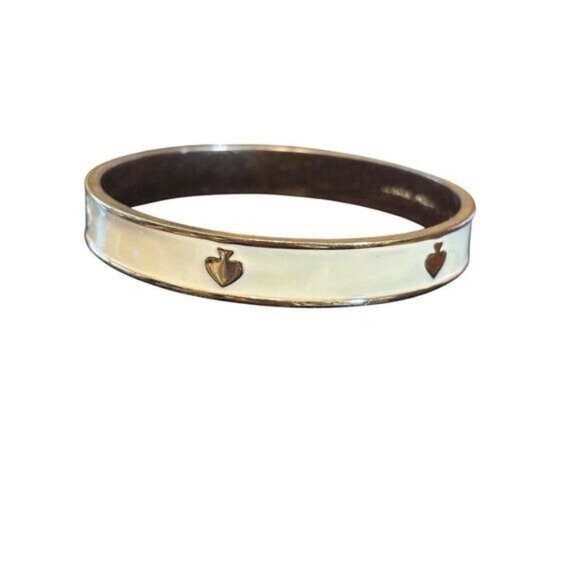 Kate Spade New York Six Of Spades Cream & Gold Bangle Bracelet - Picture 3 of 8